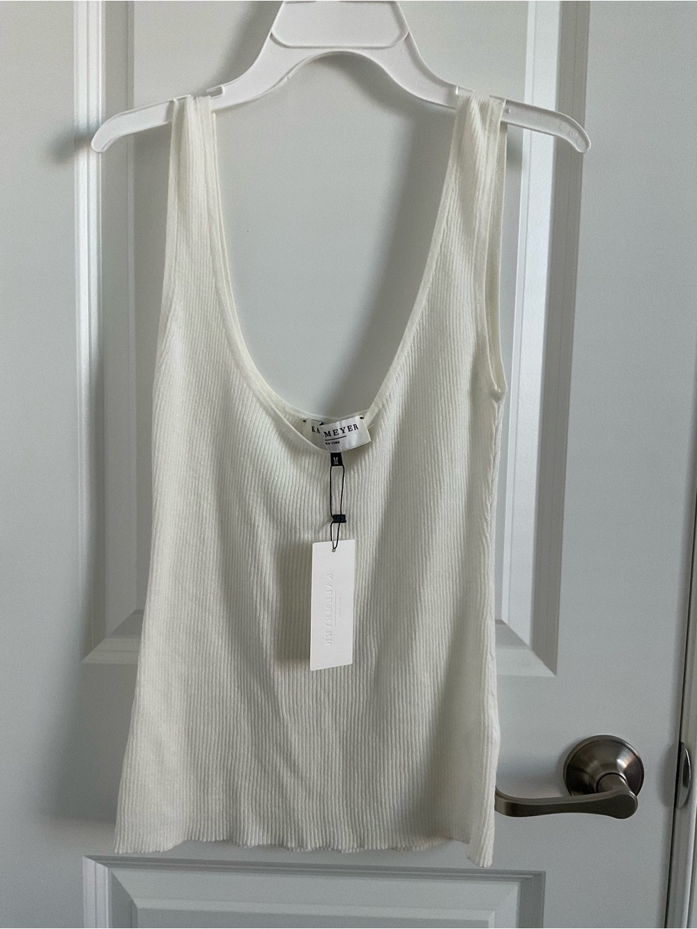 Kallmeyer New York Ribbed Scoop Neck Tank Top - Ivory - Size M
